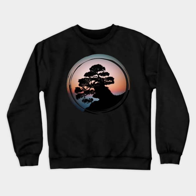 Sunset Bonsai Crewneck Sweatshirt by PhotoArts